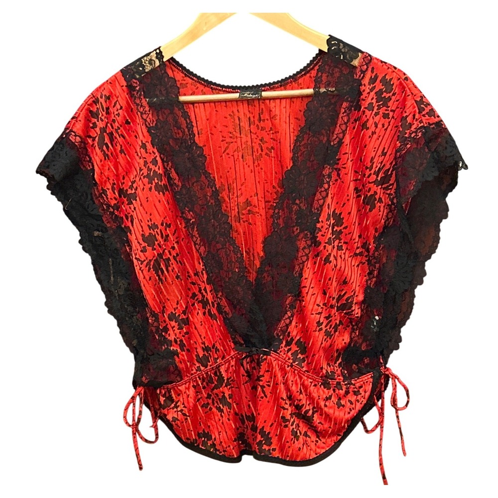 Vintage Stroke of Midnight Lace Trim Top Gothic Romance Whimsigoth Coquette